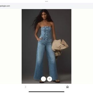 Pilcro Blue Denim Strapless Overalls